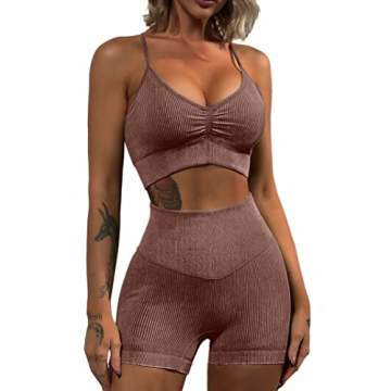 Stylish QINSEN Ribbed Yoga Outfit for Women