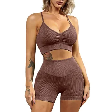 Stylish QINSEN Ribbed Yoga Outfit for Women