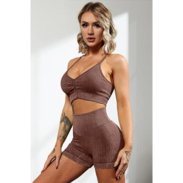 Stylish QINSEN Ribbed Yoga Outfit for Women