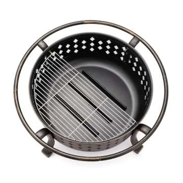 Outdoor 36 Inch Fire Pit with BBQ Grate for Gatherings