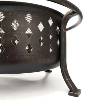 Outdoor 36 Inch Fire Pit with BBQ Grate for Gatherings
