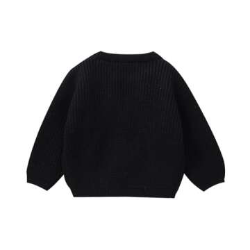 Toddler Baby Knit Sweater Girl Boy Halloween Pumpkin Face Pullover Knitwear Crewneck Sweaters Fall Winter Clothes (Black, 12-18 Months)