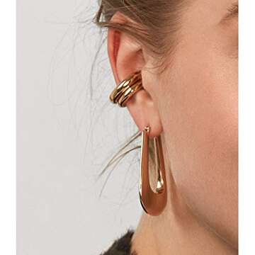 Fomissky-sisa Thick Ear Cuffs for Non Pierced Ears 2 Size Per Set, Unique Ear Cuff Conch Earrings Go...