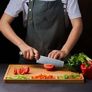 Bamboo Cutting Board with Juice Grooves & Compartments