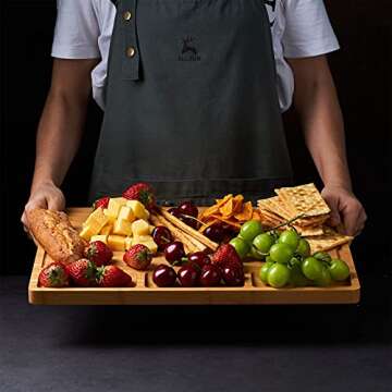 Bamboo Cutting Board with Juice Grooves & Compartments
