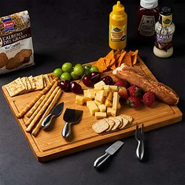 Bamboo Cutting Board with Juice Grooves & Compartments