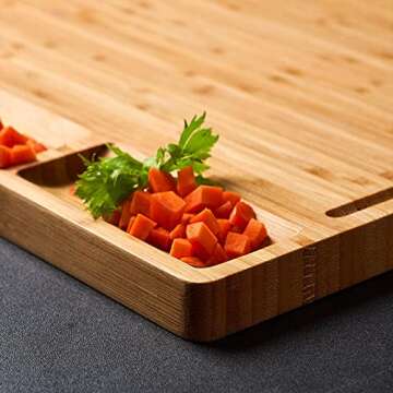 Bamboo Cutting Board with Juice Grooves & Compartments
