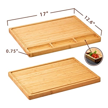 Bamboo Cutting Board with Juice Grooves & Compartments