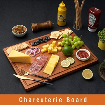 Bamboo Cutting Board with Juice Grooves & Compartments