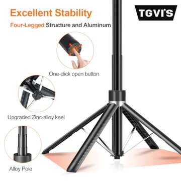 71" Selfie Stick Phone Tripod, Extendable Phone Stand with Wireless Remote, 360°Rotating Portable Cell Phone Holder for Recording, Video, Compatible with iPhone, Android, Camera Gopro-TGVI'S