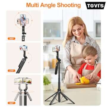 71" Selfie Stick Phone Tripod, Extendable Phone Stand with Wireless Remote, 360°Rotating Portable Cell Phone Holder for Recording, Video, Compatible with iPhone, Android, Camera Gopro-TGVI'S
