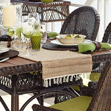 Frelish Jute Cotton Table Runner 14x72 Eco-Friendly