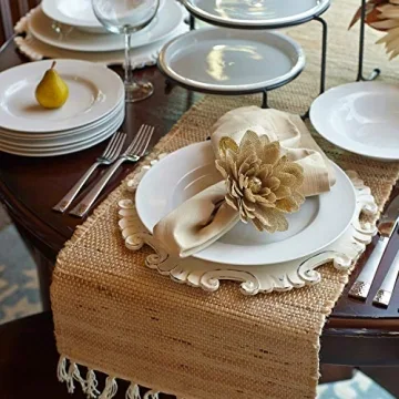 Frelish Jute Cotton Table Runner 14x72 Eco-Friendly