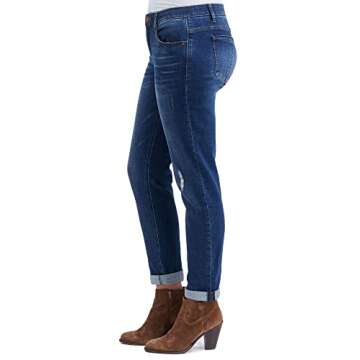 Democracy Women's Petite Ab Solution Girlfriend, Blue Distressed, 10P