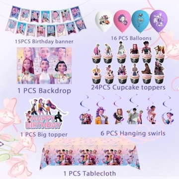 Kpop Demon Hunters Birthday Party Supplies for Kids