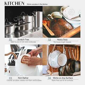 THE OHHU Cute Korean Susemi Crochet Scrubbies No Odor Dishwasher Safe Reusable Scrub Wash Cloth Double Layered Scrubbers Avocado Egg Toast (Sandwich)