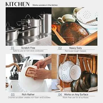 THE OHHU Cute Korean Susemi Crochet Scrubbies No Odor Dishwasher Safe Reusable Scrub Wash Cloth Double Layered Scrubbers Avocado Egg Toast (Sandwich)