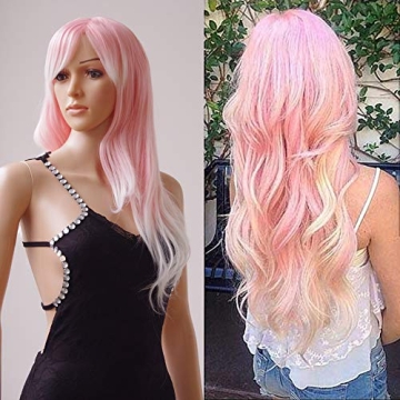 S-noilite Women Wigs 28 Inch Long Wavy Synthetic Ombre Full Wig with Wig Cap for Daily Party Cosplay...