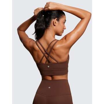 CRZ YOGA Womens Butterluxe Strappy Longline Sports Bra - Molded Cup Double Spaghetti Strap Workout Y...