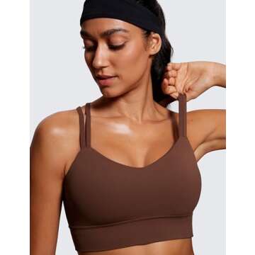 CRZ YOGA Womens Butterluxe Longline Sports Bra - Coffee Brown