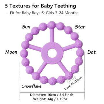 3 Pack Ring Teether Baby Infant Toys, Silicone Teething Ring Toys for Babies 0-6 Months, Seposeve Ba...