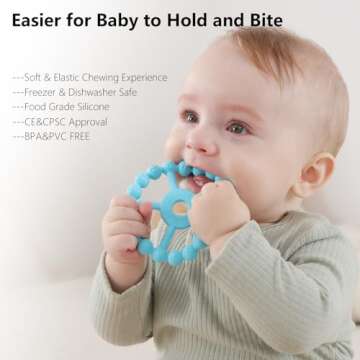 Colorful and Safe 3 Pack Ring Teether for Babies