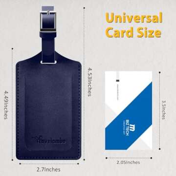 4 Pack Leather Luggage Travel Bag Tags by Travelambo (Deep Blue)