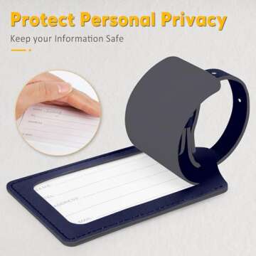 4 Pack Leather Luggage Travel Bag Tags by Travelambo (Deep Blue)