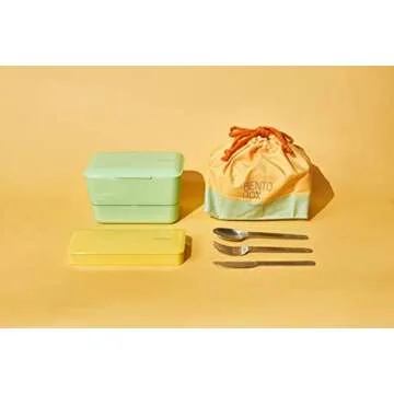 TAKENAKA Bento Bite Dual from, Eco-Friendly and Sustainable Japanese Style Bento Lunch Box (Peppermint)