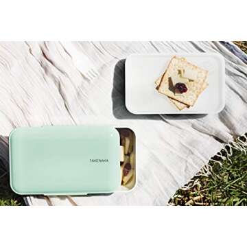 TAKENAKA Bento Bite Dual from, Eco-Friendly and Sustainable Japanese Style Bento Lunch Box (Peppermint)