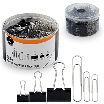 Luxurecourt 350 Pack Paper Clips & Binder Clips Set - Office Essentials
