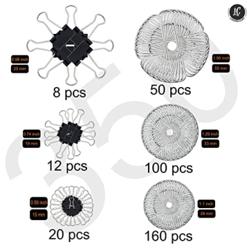 350 Pack Luxurecourt Paper & Binder Clips Set