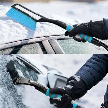 VOCAON 37'' Snow Brush and Ice Scraper for Car Windshield, Aluminum Extendable Snow Removal Tool for Car Window with Foam Grip for SUV Truck Auto Vehicle Winter Accessories - Blue