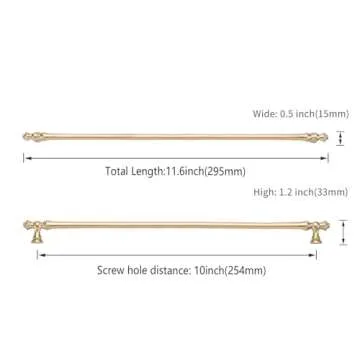 Asidrama 6 Pack 10 Inch(254mm) Brushed Brass Kitchen Cabinet Handles, Cabinet Pulls Kitchen Cabinet Hardware for Cupboard Drawer Pulls