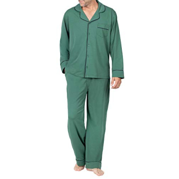 PajamaGram Mens Cotton Pajamas Set - Pajama for Men, Green, Large