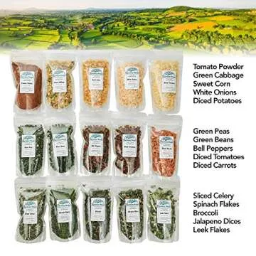 Harmony House Dehydrated Vegetable Sampler – 15 Count Variety Pack, Resealable Zip Pouches, For Co...