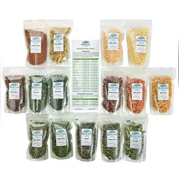 Harmony House Dehydrated Vegetable Sampler – 15 Count Variety Pack, Resealable Zip Pouches, For Cooking, Camping, Emergency Supply and More
