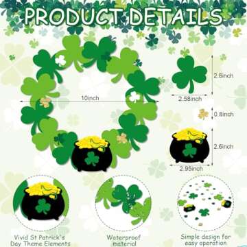 Engrowtic 24 Sets St. Patrick's Day Wreath Crafts Kits Shamrock Ornament Craft Irish Shamrock Decora...