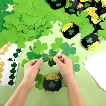 Engrowtic 24 Sets St. Patrick's Day Wreath Crafts Kits Shamrock Ornament Craft Irish Shamrock Decorations Lucky Clover Crafts for Kids Classroom DIY Home Activities Party Favors