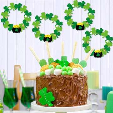 Engrowtic 24 Sets St. Patrick's Day Wreath Crafts Kits Shamrock Ornament Craft Irish Shamrock Decorations Lucky Clover Crafts for Kids Classroom DIY Home Activities Party Favors
