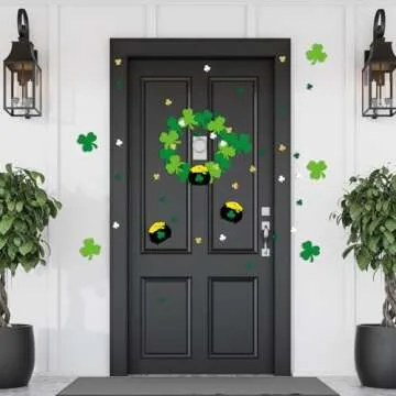 Engrowtic 24 Sets St. Patrick's Day Wreath Crafts Kits Shamrock Ornament Craft Irish Shamrock Decorations Lucky Clover Crafts for Kids Classroom DIY Home Activities Party Favors