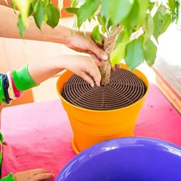 Newtay 4 Pcs Plant Pot Grid Soil Protector Covers Cuttable Flower Cover from Animals 20.5" 11.8" Cat Digging Stopper Plant Pot Cover with Stakes for Indoor Outdoor Gardening(Brown)