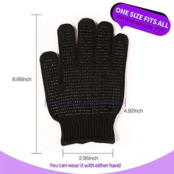 Teenitor Heat Resistant Glove With Silicone Bumps For Hair Iron Tool, Professional Heat Gloves For H...