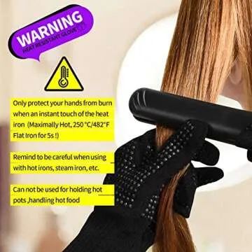 Teenitor Heat Resistant Glove With Silicone Bumps For Hair Iron Tool, Professional Heat Gloves For Heat Press, Heat Protectant Gloves For Hair Styling, Sublimation Gloves Heat Resistant Black