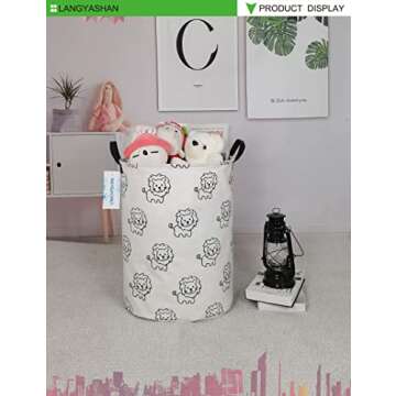 Durable LANGYASHAN Collapsible Kids Laundry Basket