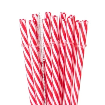 Dakoufish 12 Piece 9 Inch Reusable Plastic Thick Drinking Straws BPA Free Mason Jar Straws transpare...