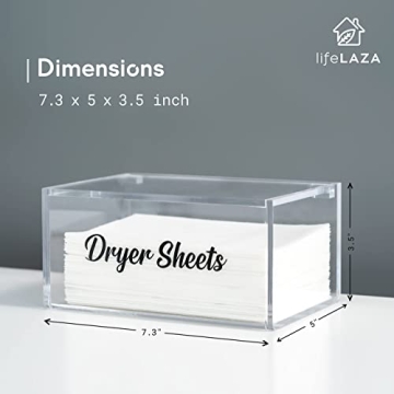 LifeLAZA Acrylic Dryer Sheet Dispenser for Organized Laundry