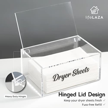 LifeLAZA Acrylic Dryer Sheet Dispenser for Organized Laundry