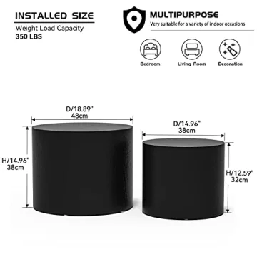 Modern Round Wood Coffee Table Set Minimalist Living Room