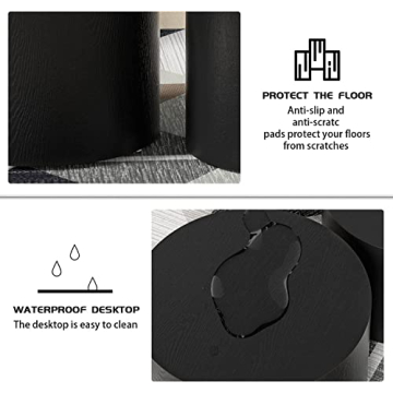 Modern Round Wood Coffee Table Set Minimalist Living Room